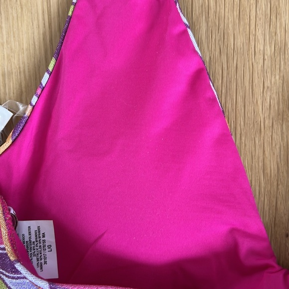 NWT Becca  MULTI Psychedelica Shimmer Loop Halter One Piece Swimsuit Sz Large - Picture 9 of 11